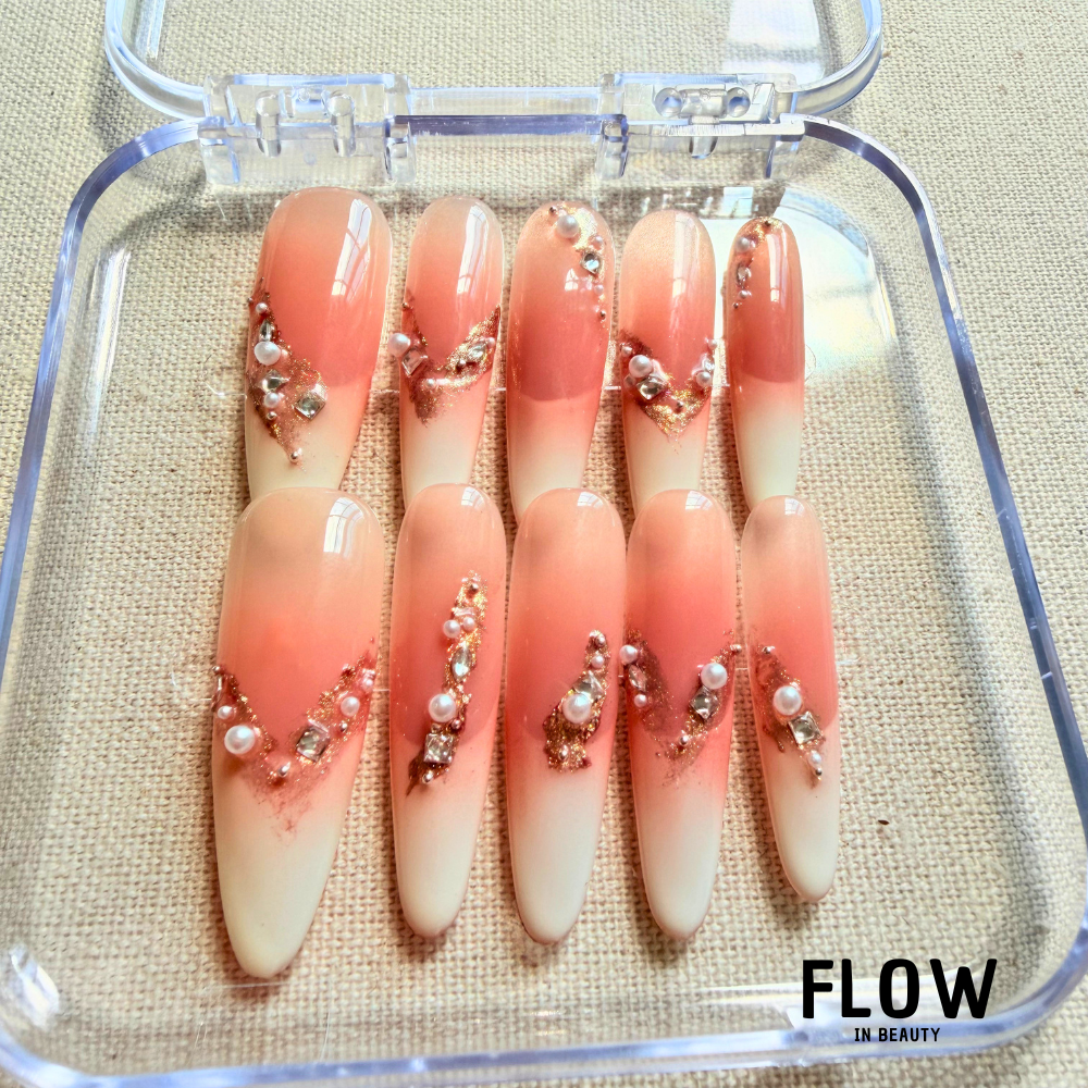 Unhas Press-On Champagne Pearl