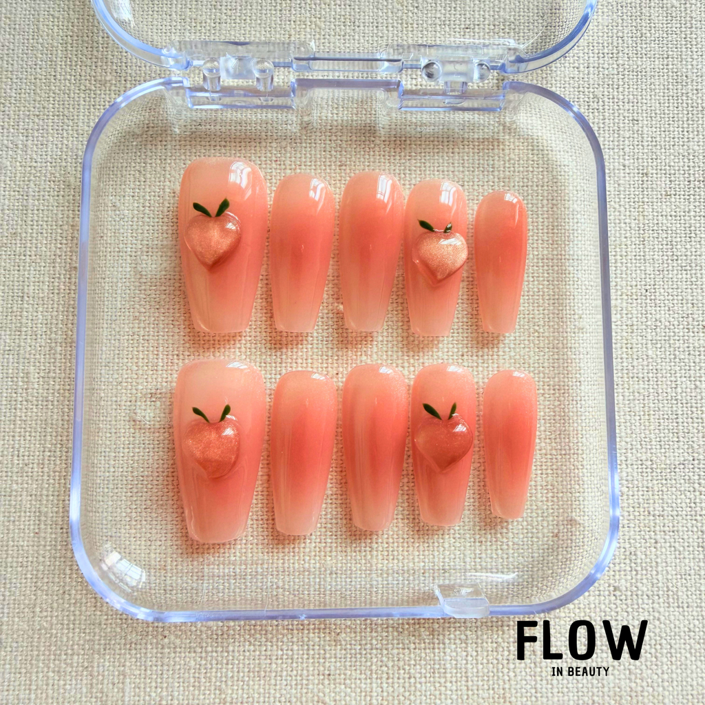 Unhas Press-On Peach Heart