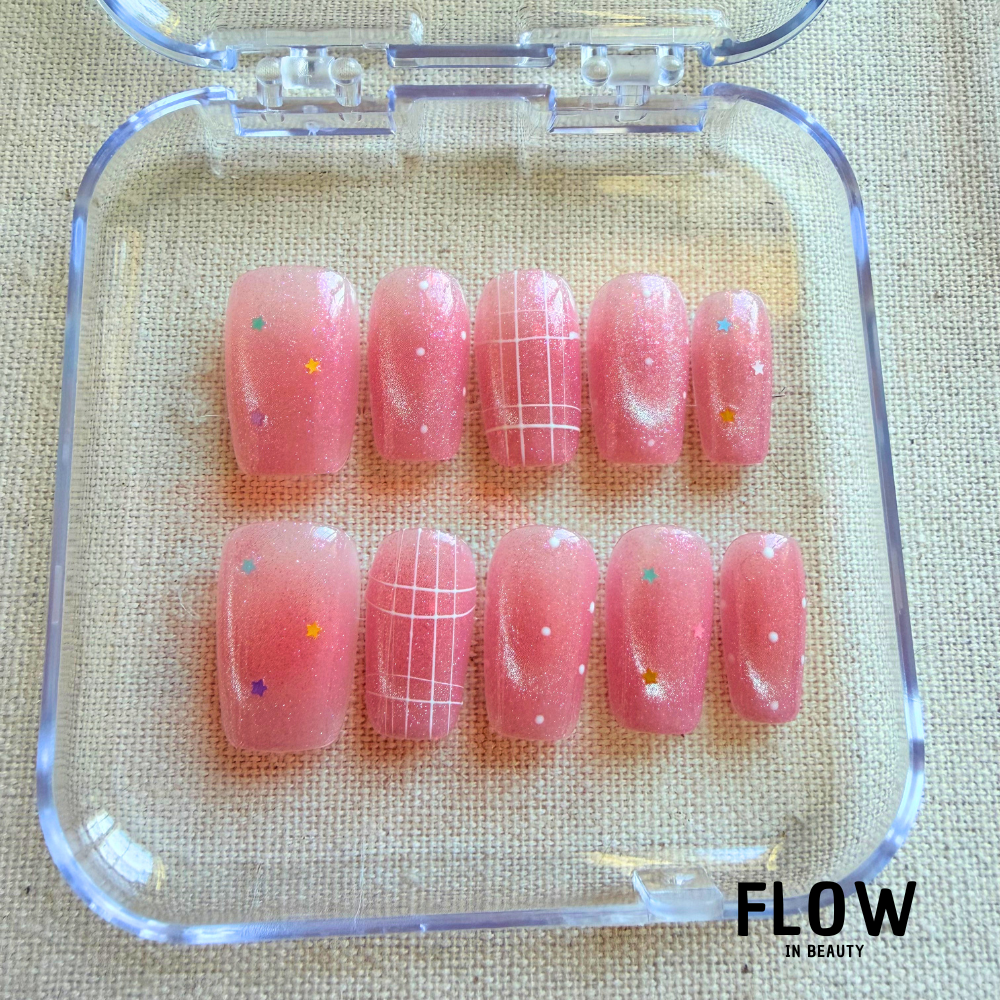 Unhas Press-On Pink Stardust