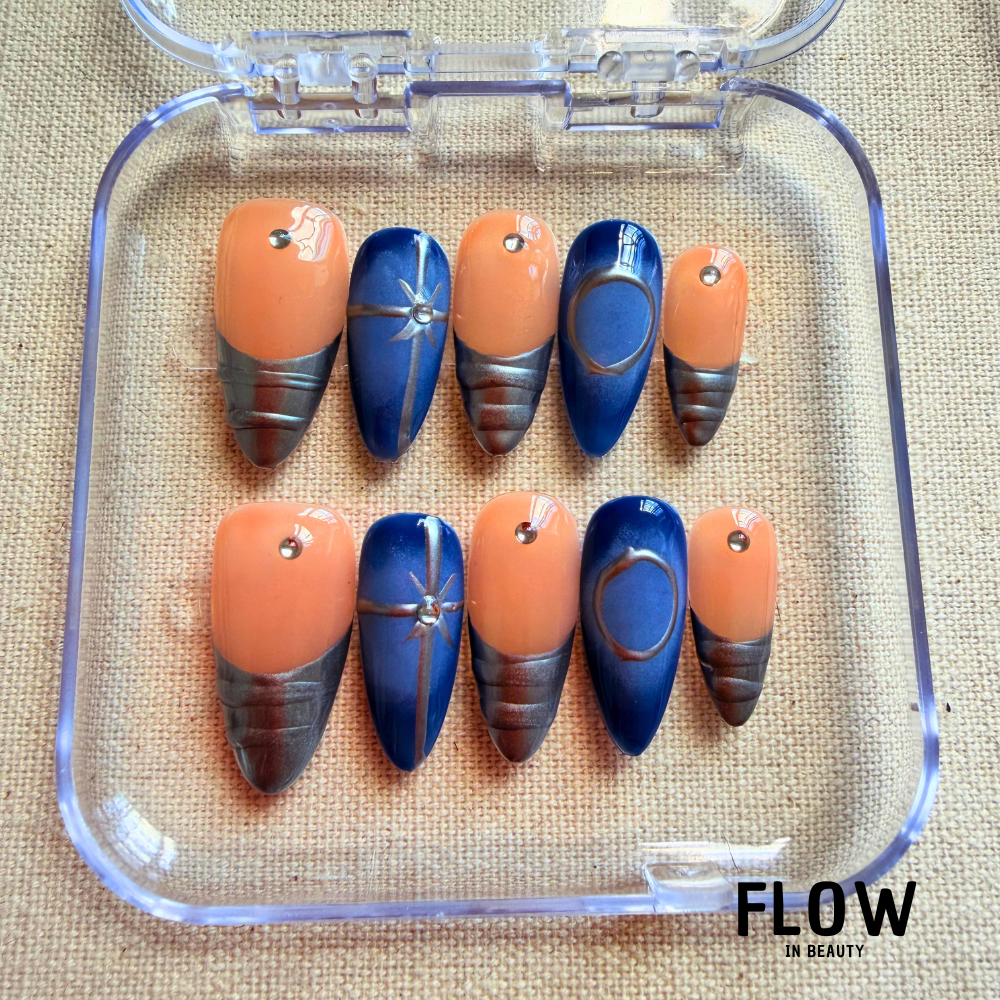 Unhas Press-On Royal Blue Bronze