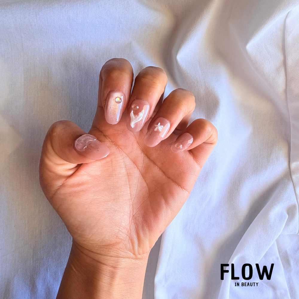 Unhas Press-On Blush Ocean Pearl