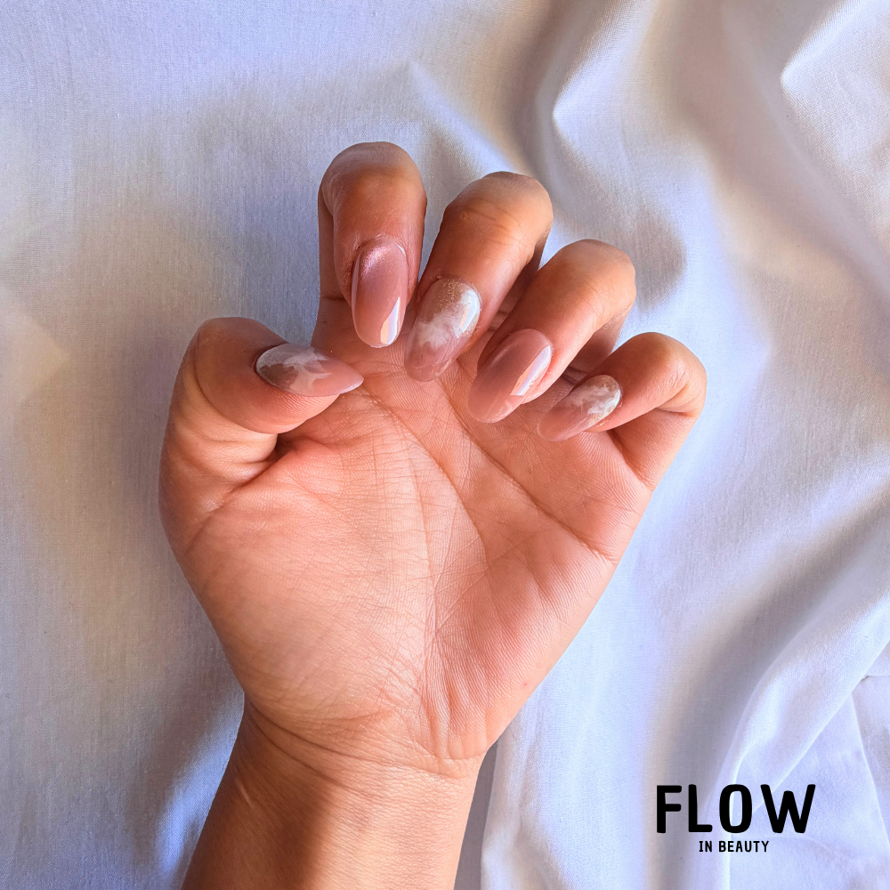 Unhas Press-On Rose Marble Glow