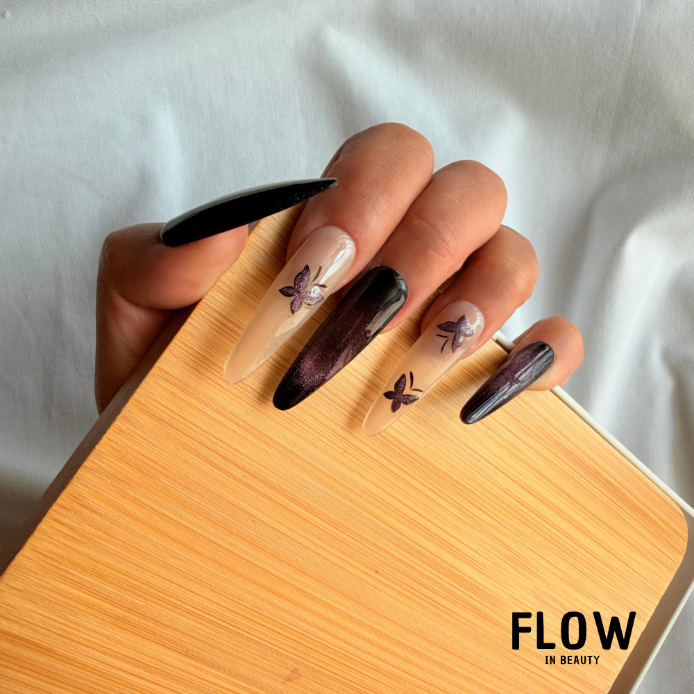 Unhas Press-On Midnight Butterfly