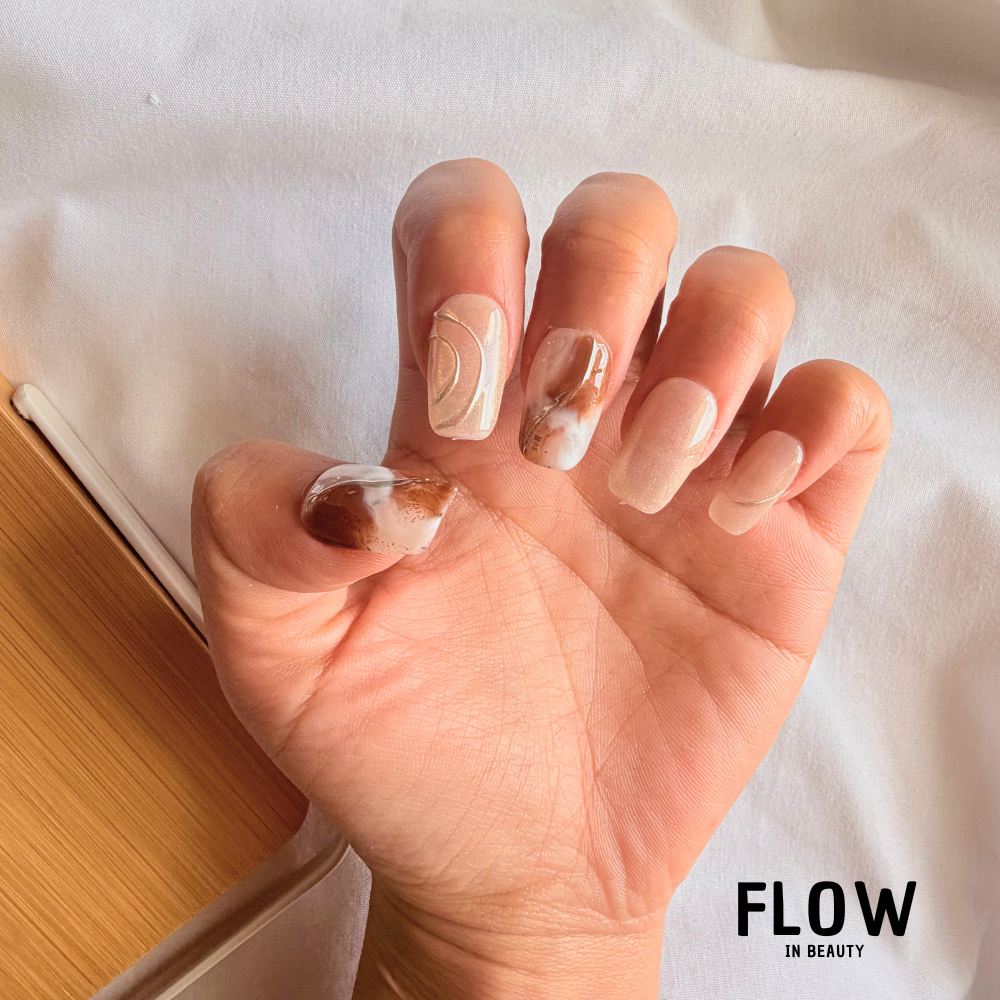 Unhas Press On Marble Nude