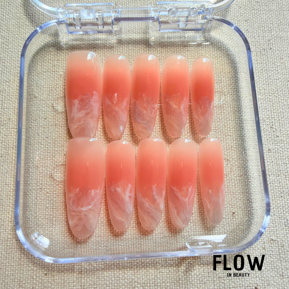 Unhas Press-On Peach Marble Glow