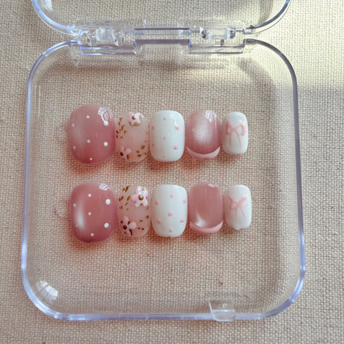 Unhas Press On Soft Pink Charm