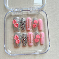 Unhas press on glitter pink