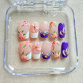Unhas press on violet floral