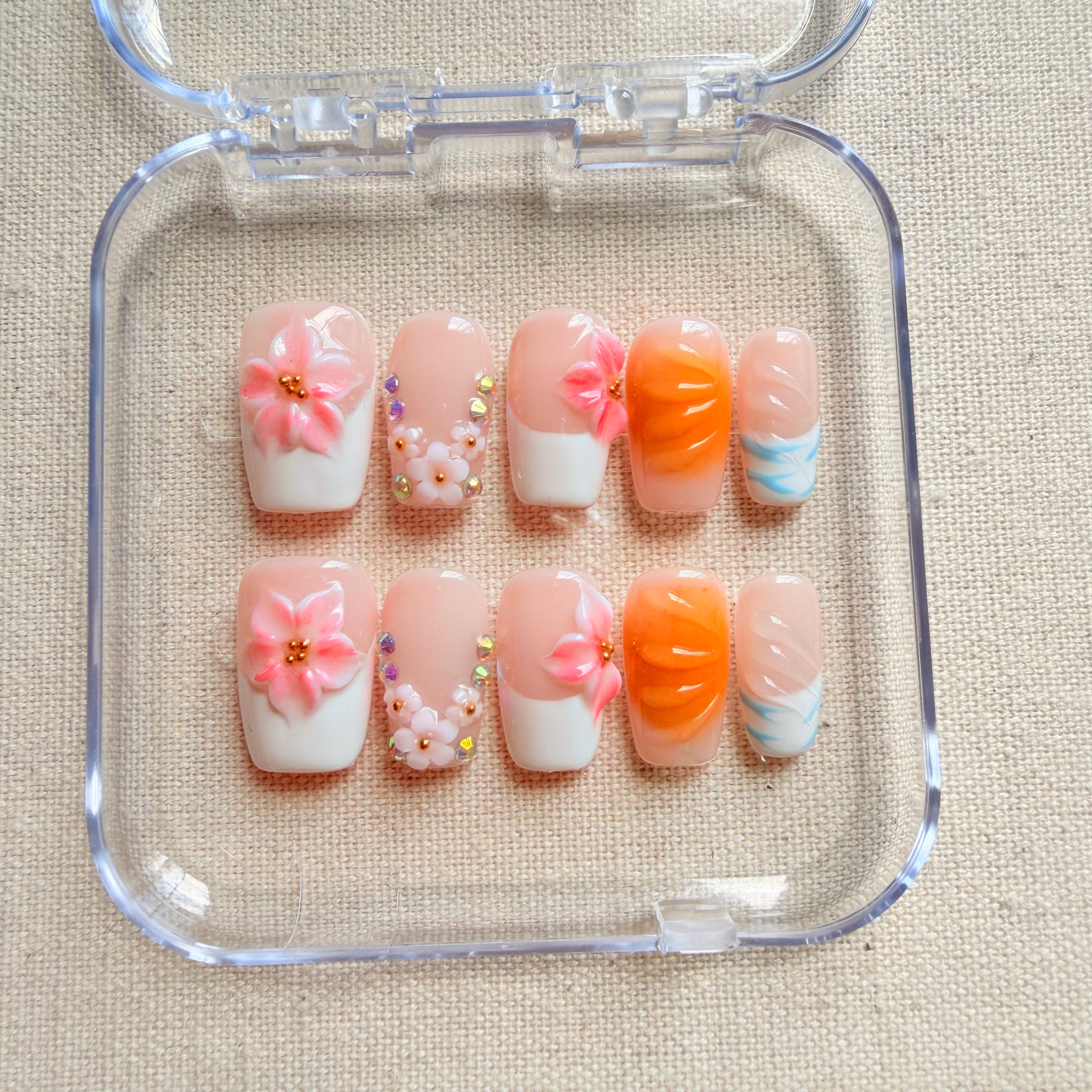 Unhas press on floral short
