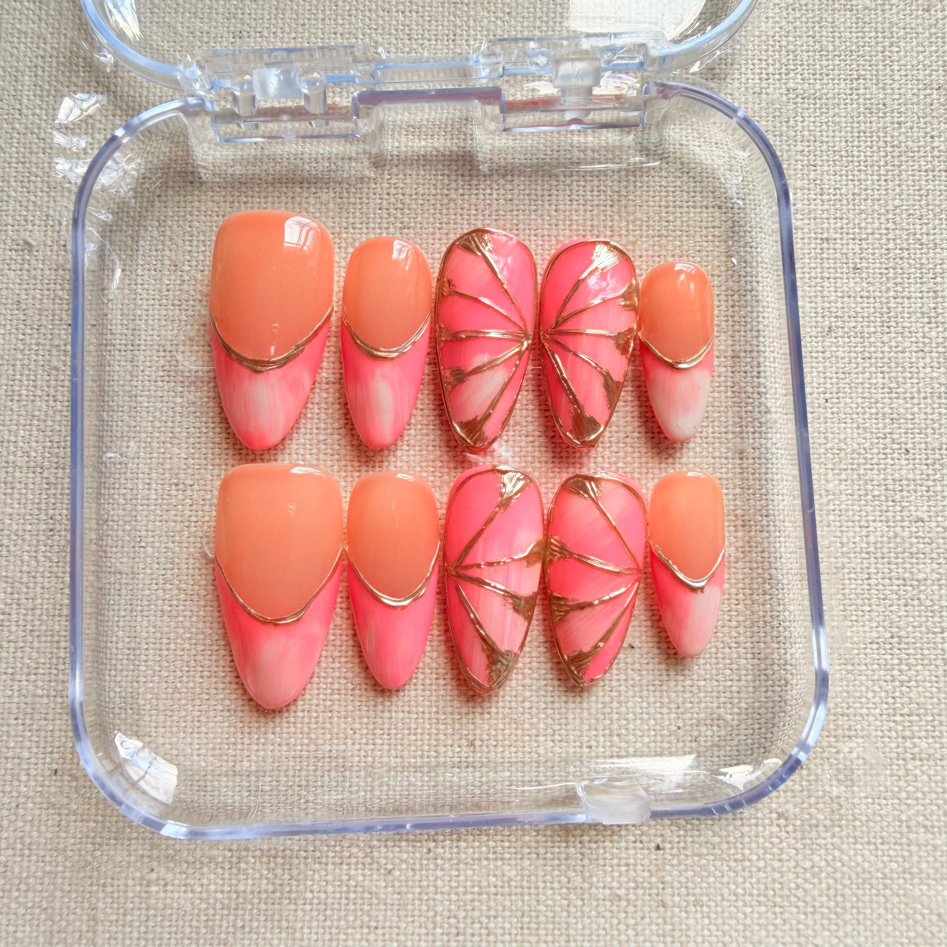 Unhas press on pink chic