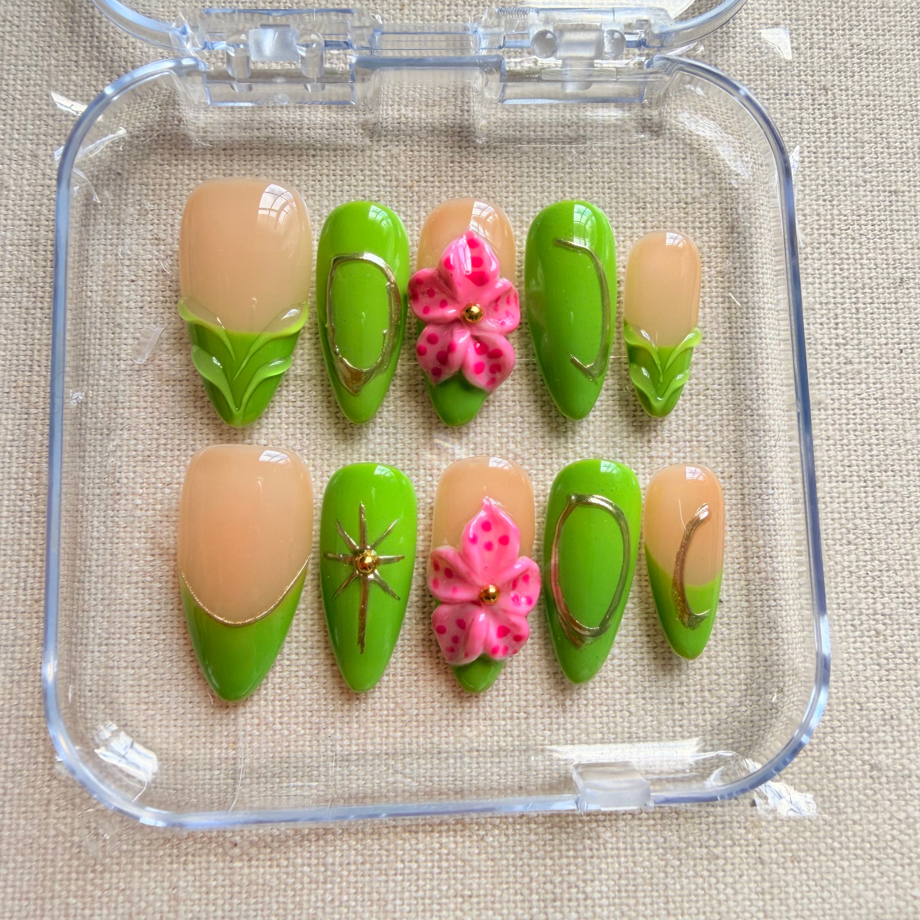 Unhas press on green elegance
