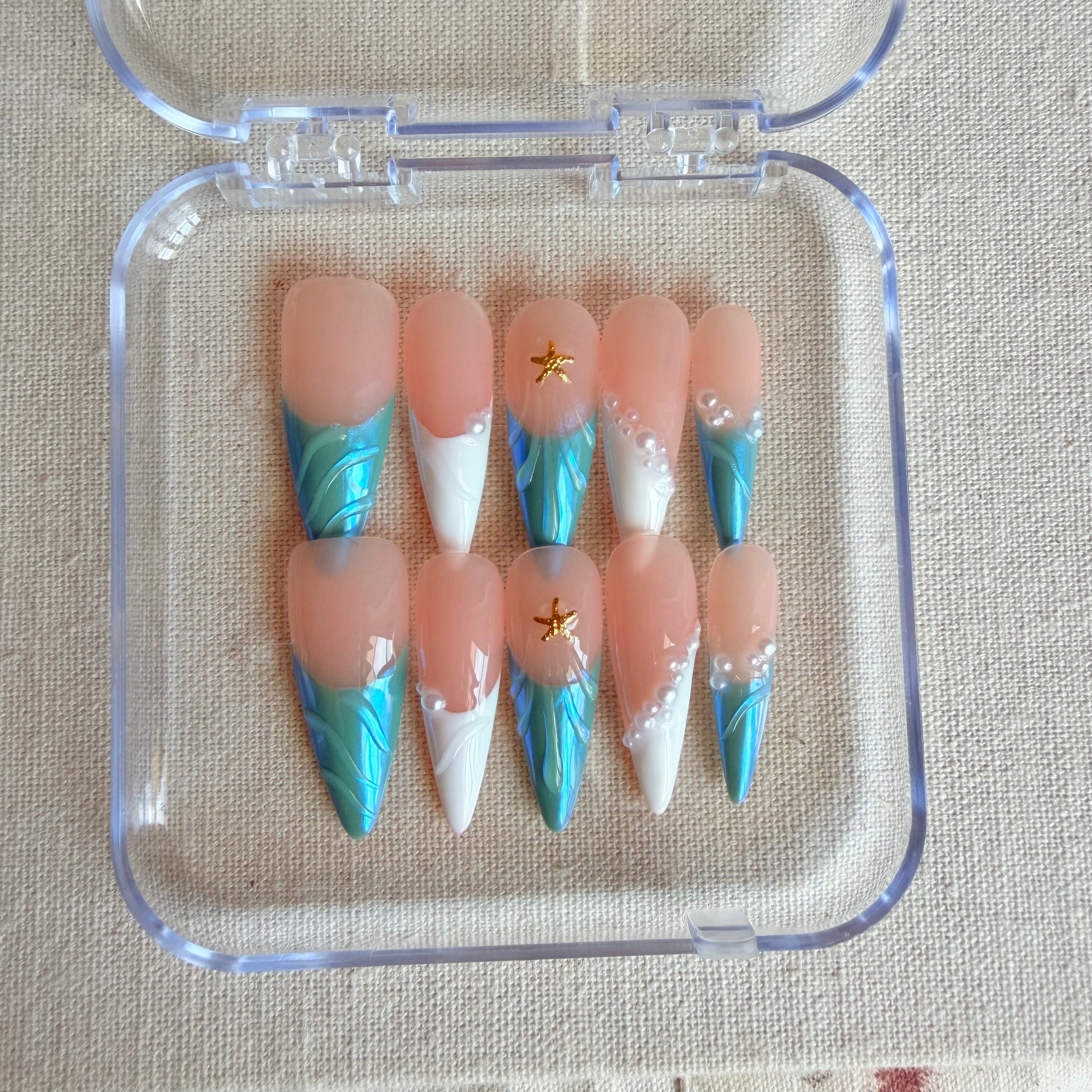 Unhas press on Blue Mermaid