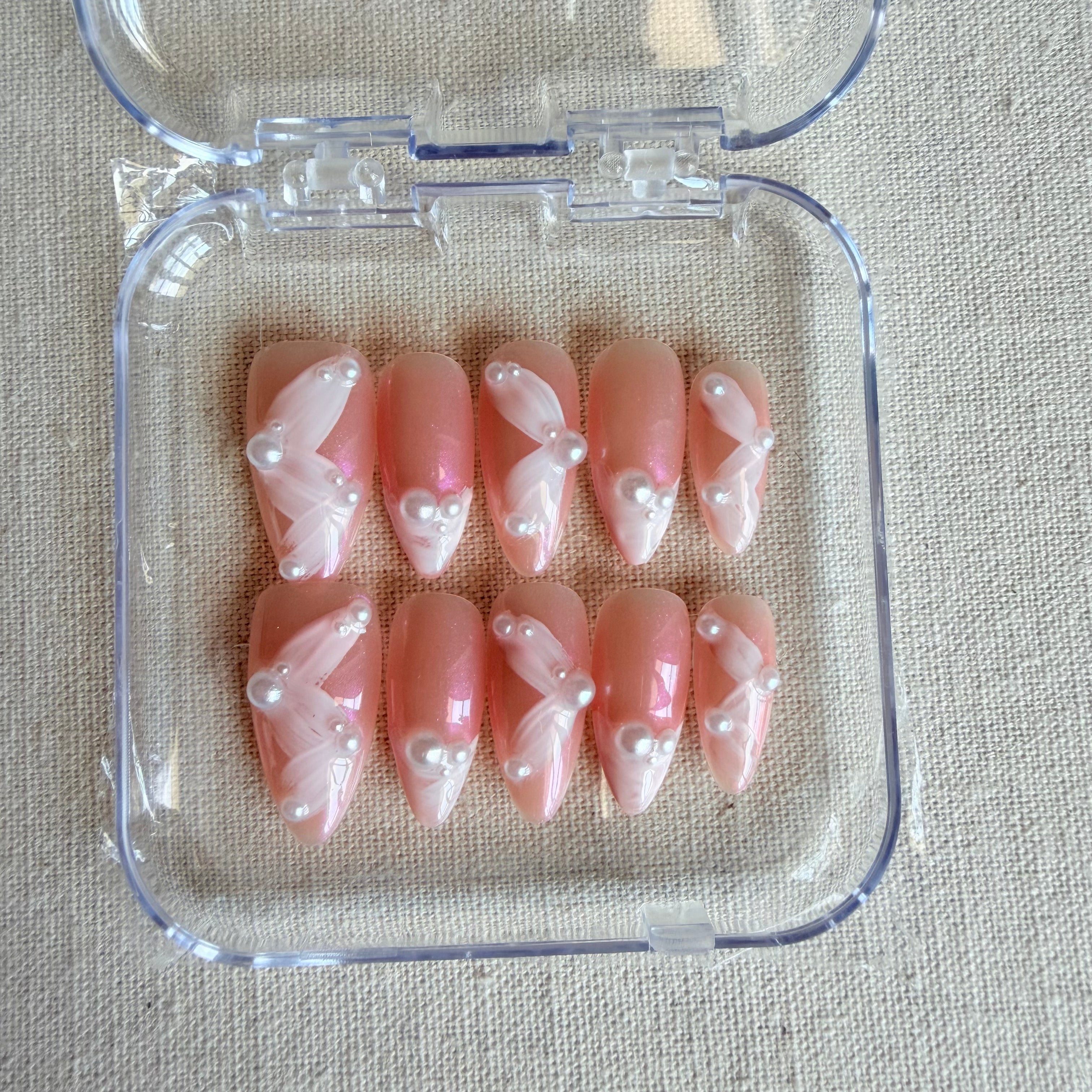 Unhas Press On Pink Veil