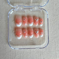 Unhas Press On Peach Ribbon