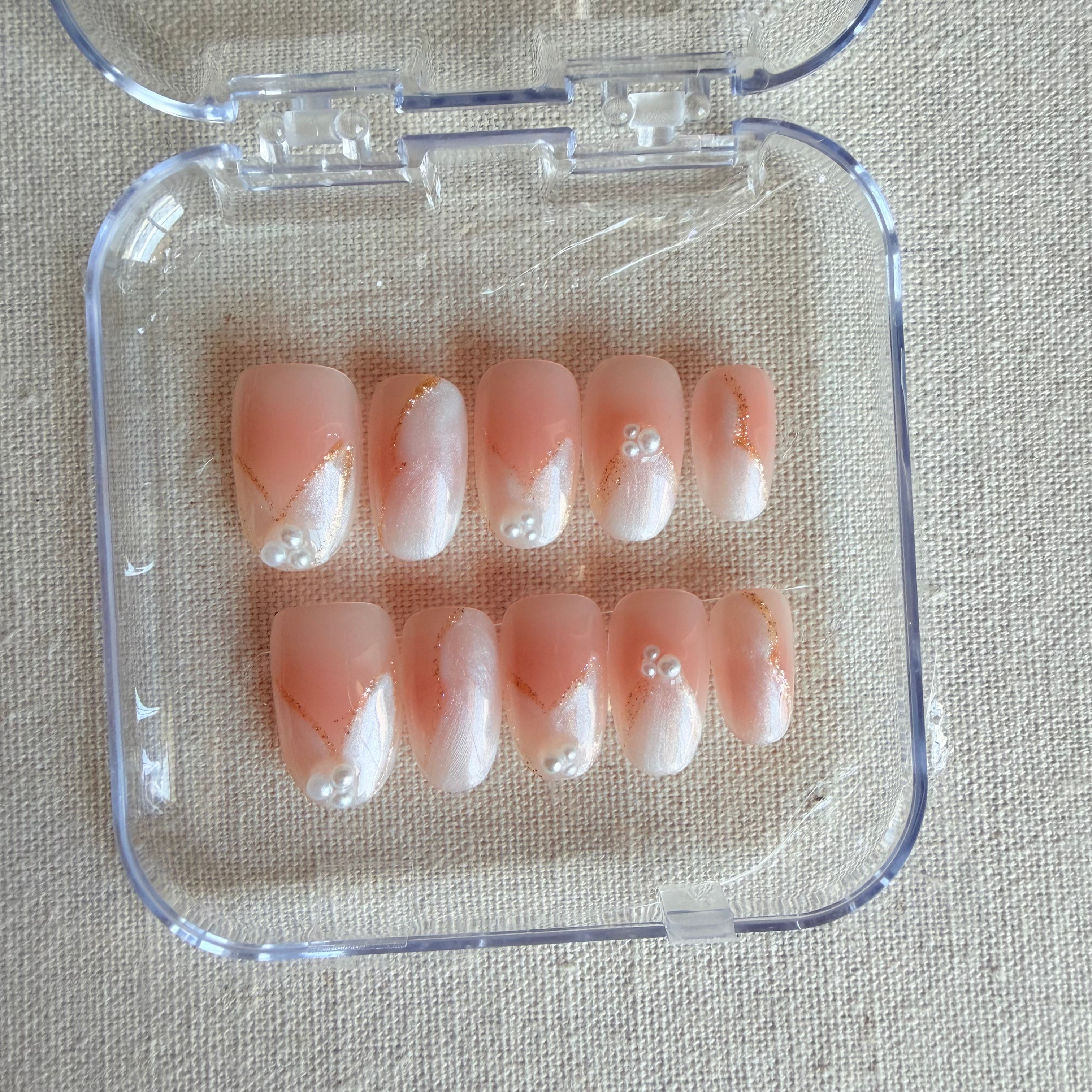 Unhas Press On Pérola Rosé