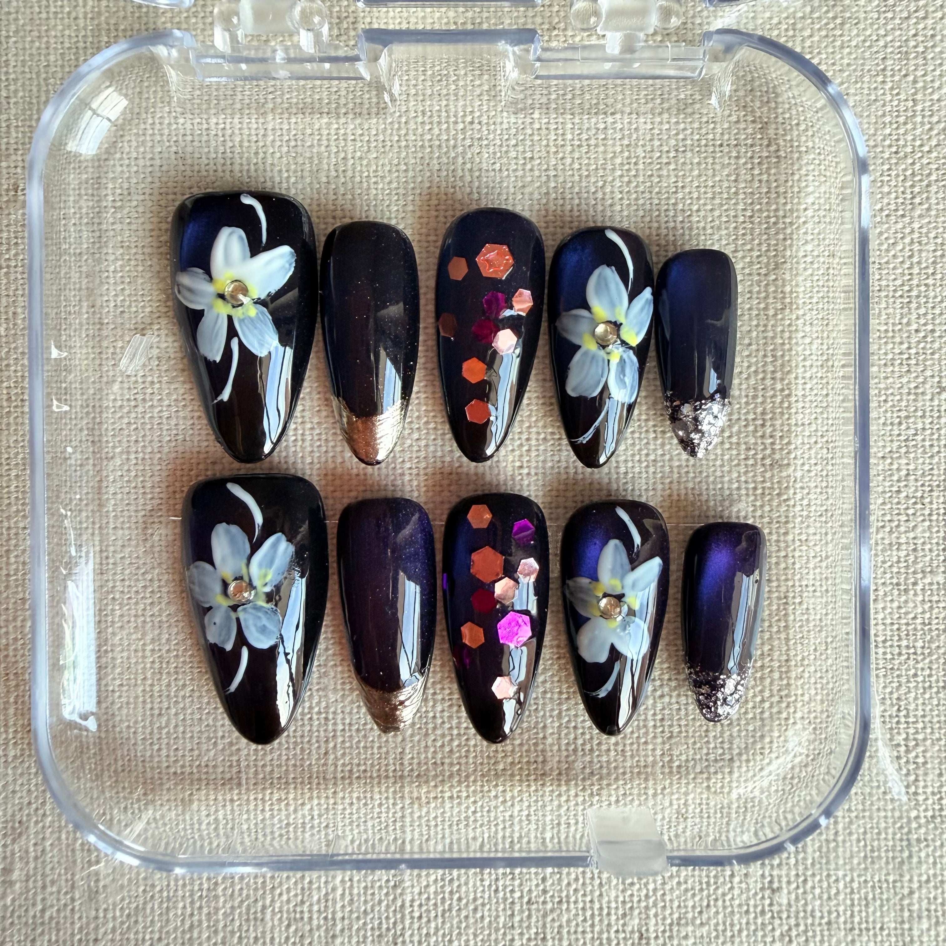 Unhas Press On Midnight Orchid