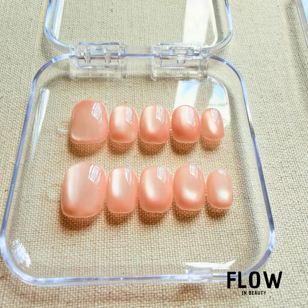 Unhas Press-On Efeito Cat Eye Rosa claro