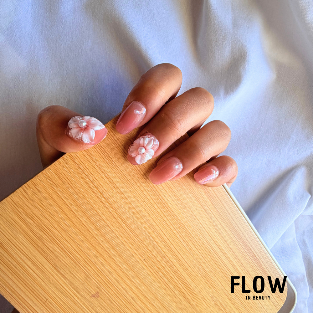 Unhas Press-On Pink Blossom Crystal