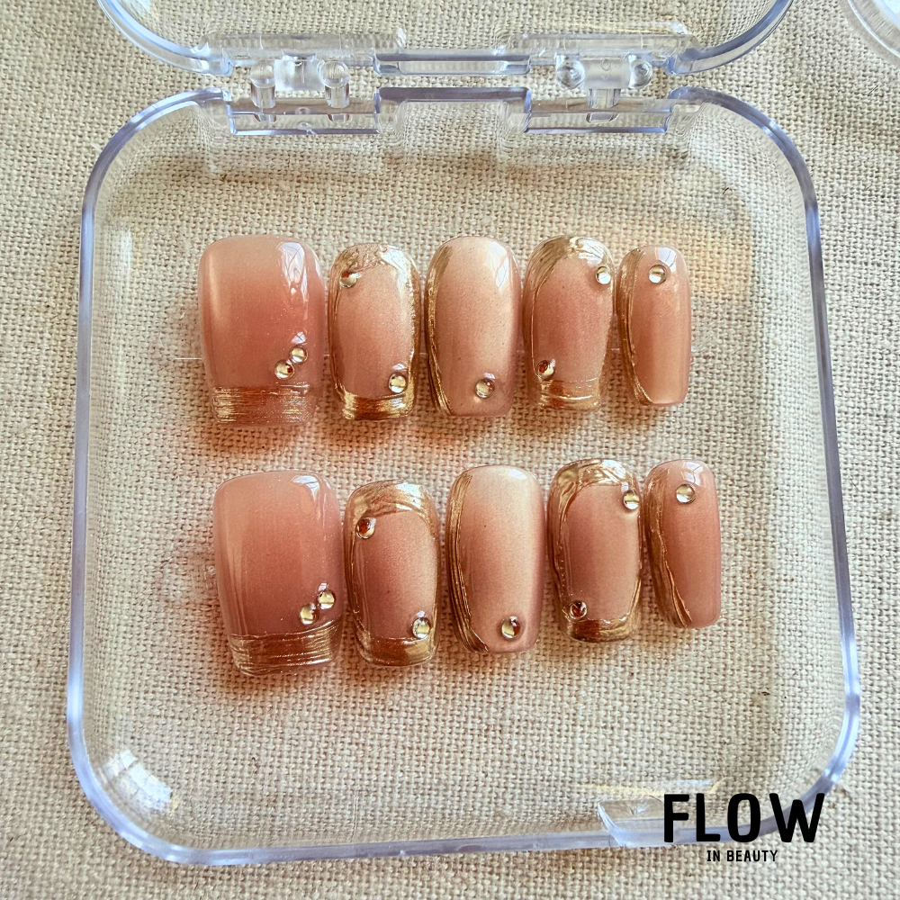 Unhas Press On Golden Nude