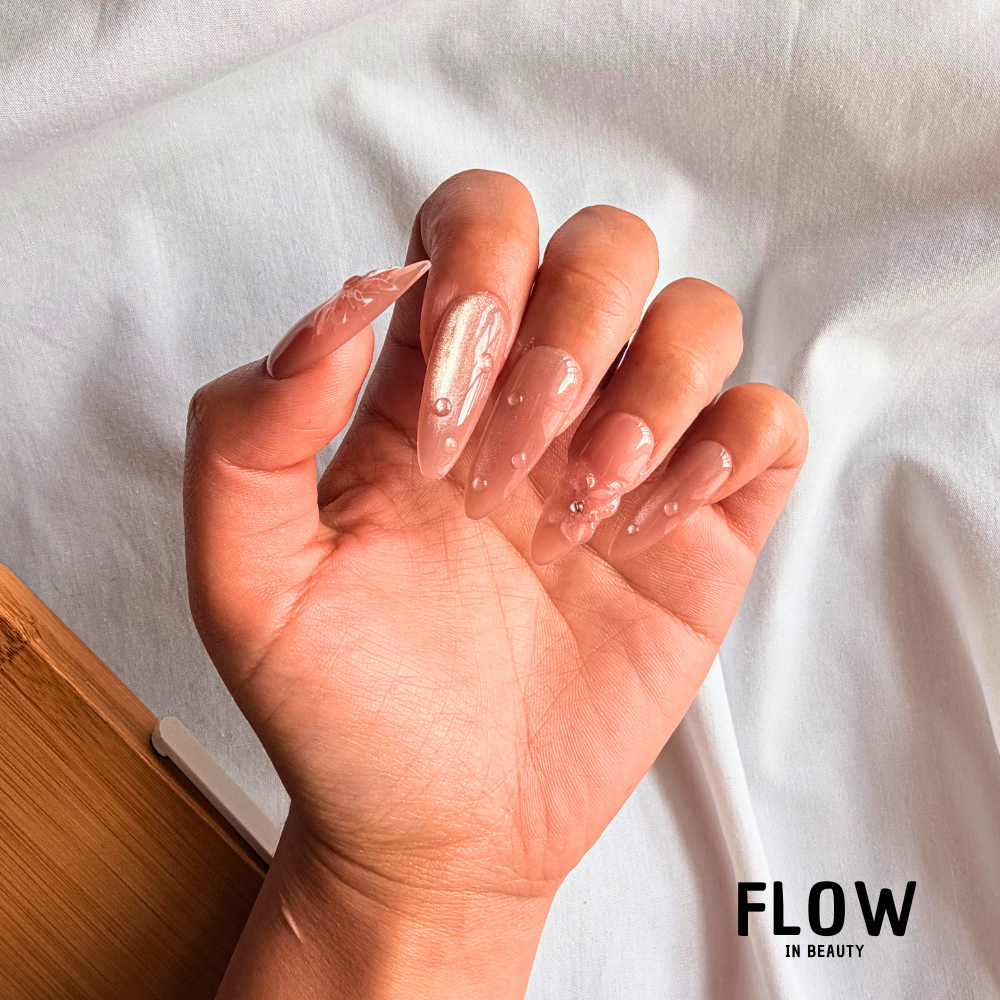Unhas Press-On Coral Blossom Glow