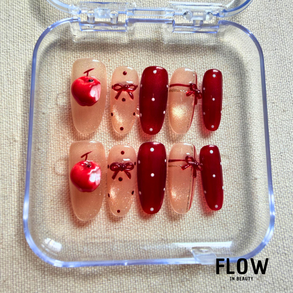 Unhas Press-On Cherry Bow