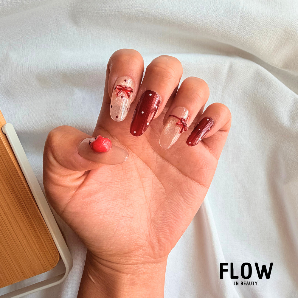 Unhas Press-On Cherry Bow