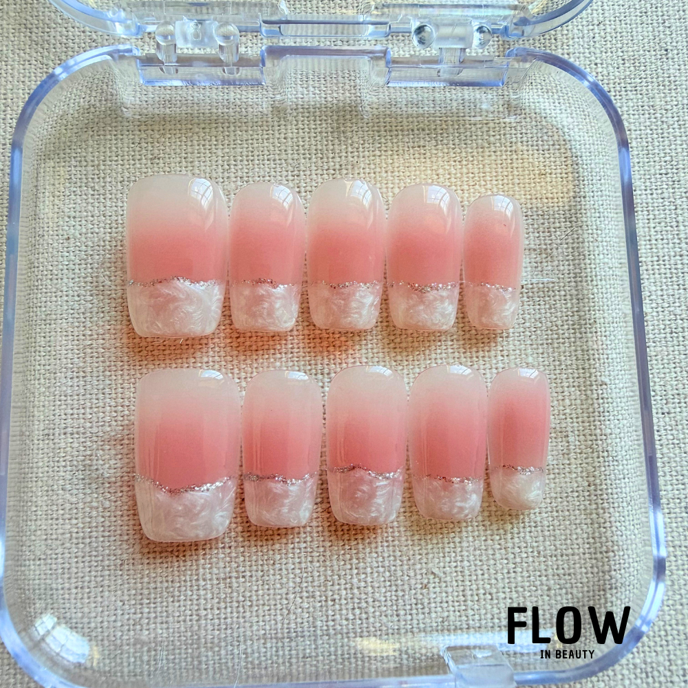 Unhas Press On Nude Pearl French