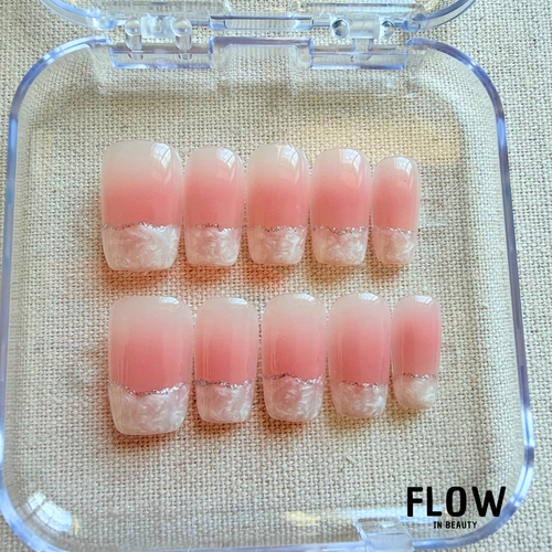 Unhas Press On Nude Pearl French