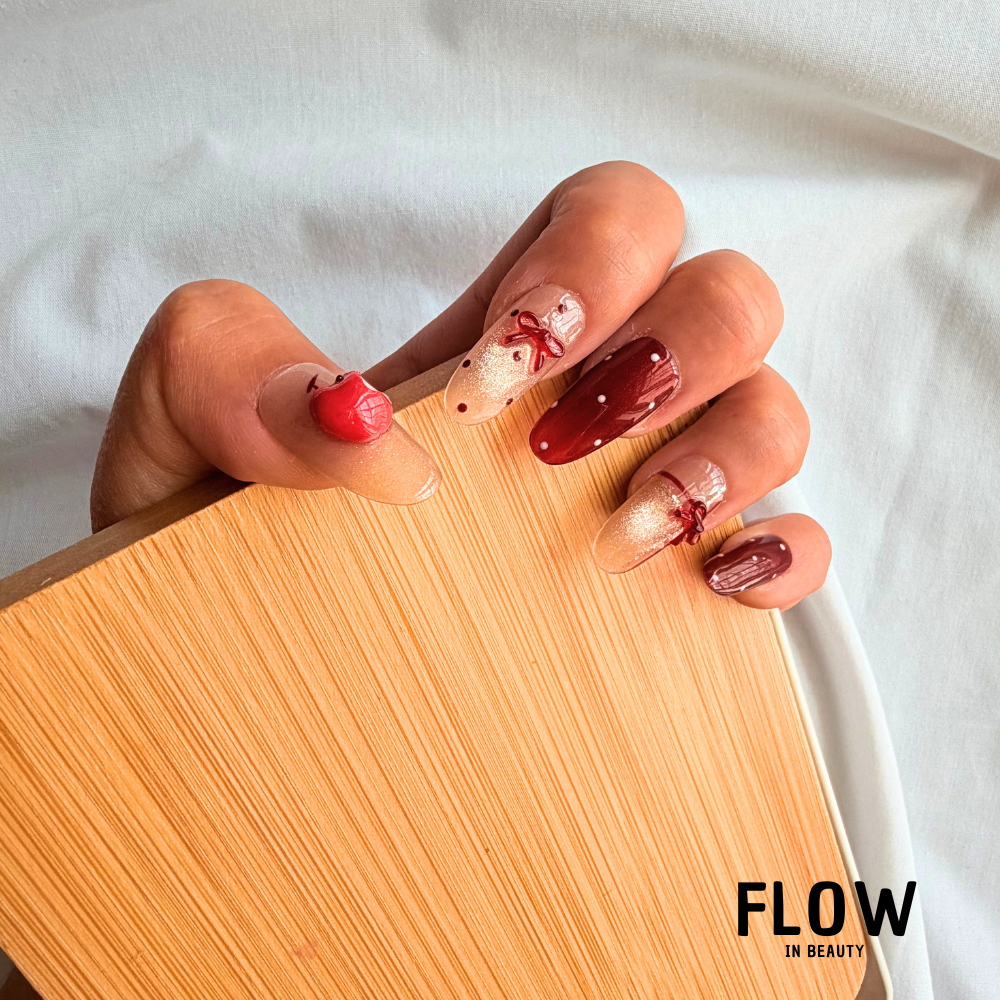 Unhas Press-On Cherry Bow