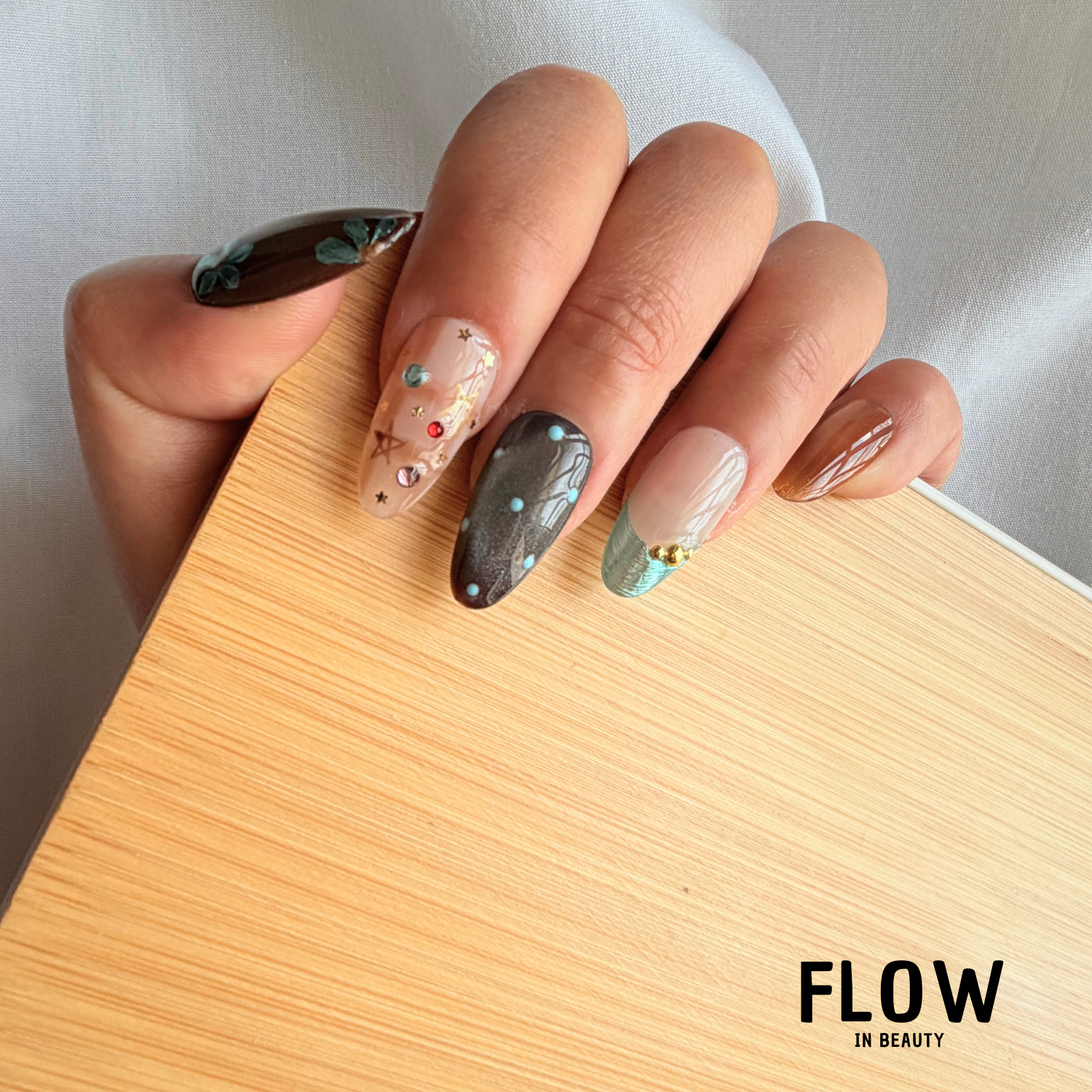 Unhas Press-On Turquoise Garden