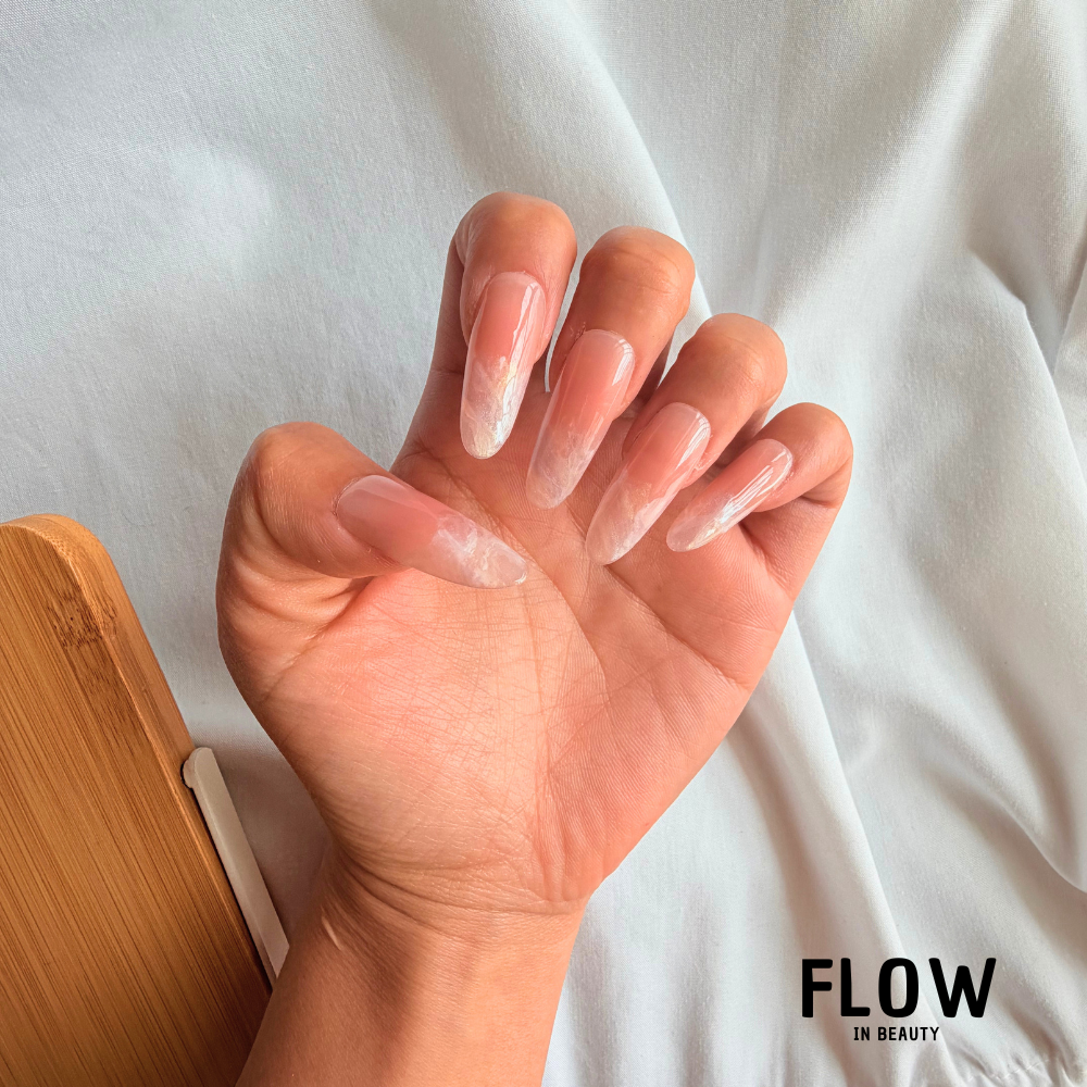 Unhas Press-On Peach Marble Glow