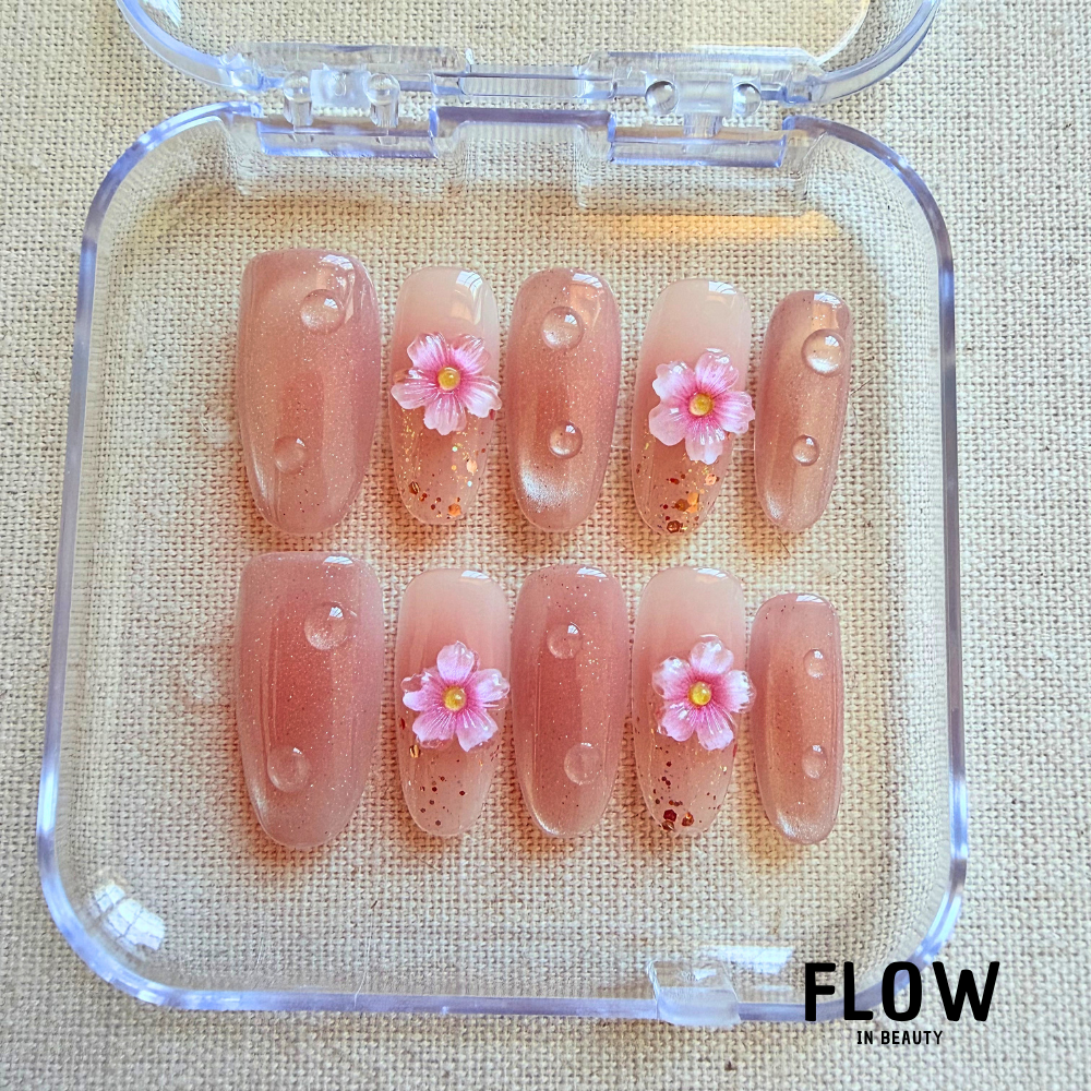 Unhas Press-On Pink Dew Blossom