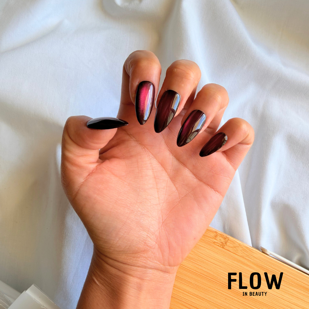 Unhas Press-On Magnetic Pink Cat Eye