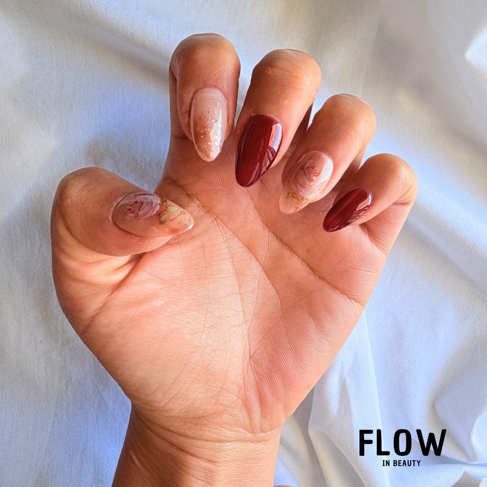 Unhas Press-On Red Rose Elegance
