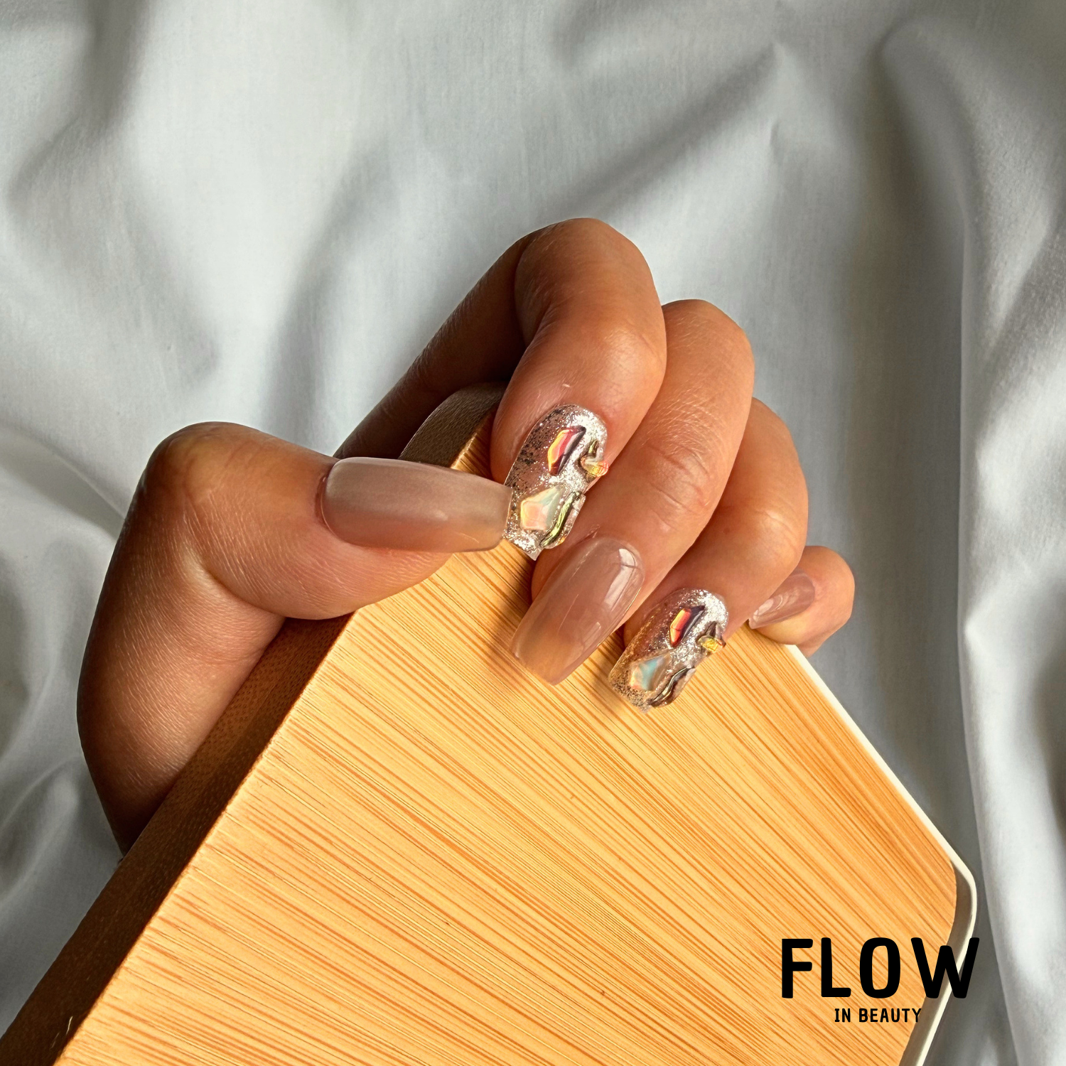 Unhas Press On Nude Glam Shine