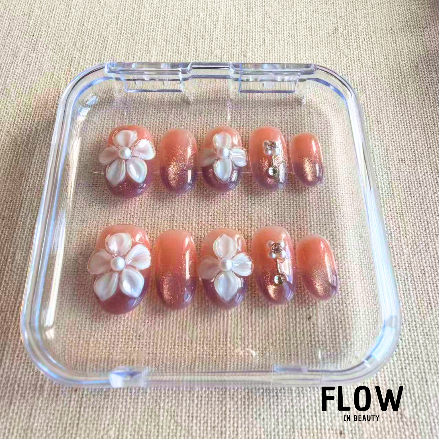 Unhas Press-On Peach Orchid Glam