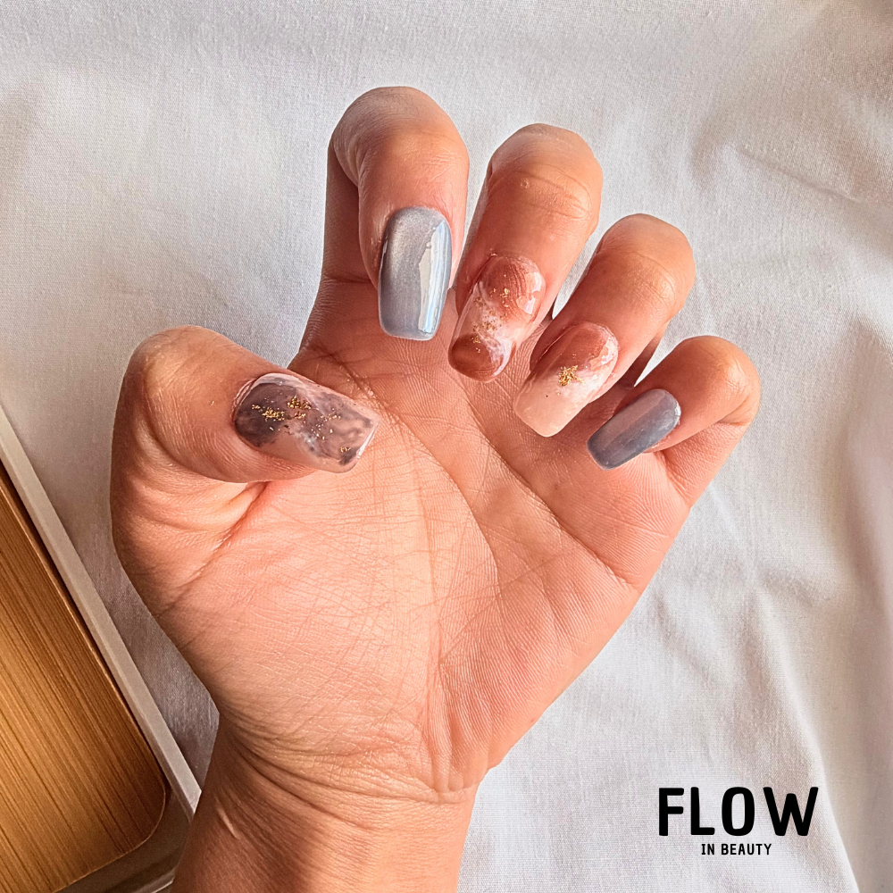 Unhas Press On Marble Chic