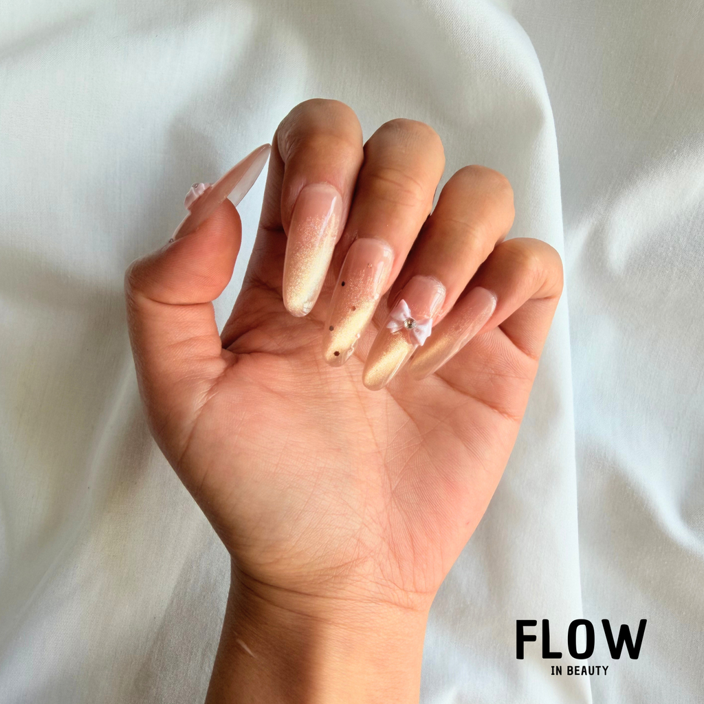 Unhas Press-On Peach Bow Glow