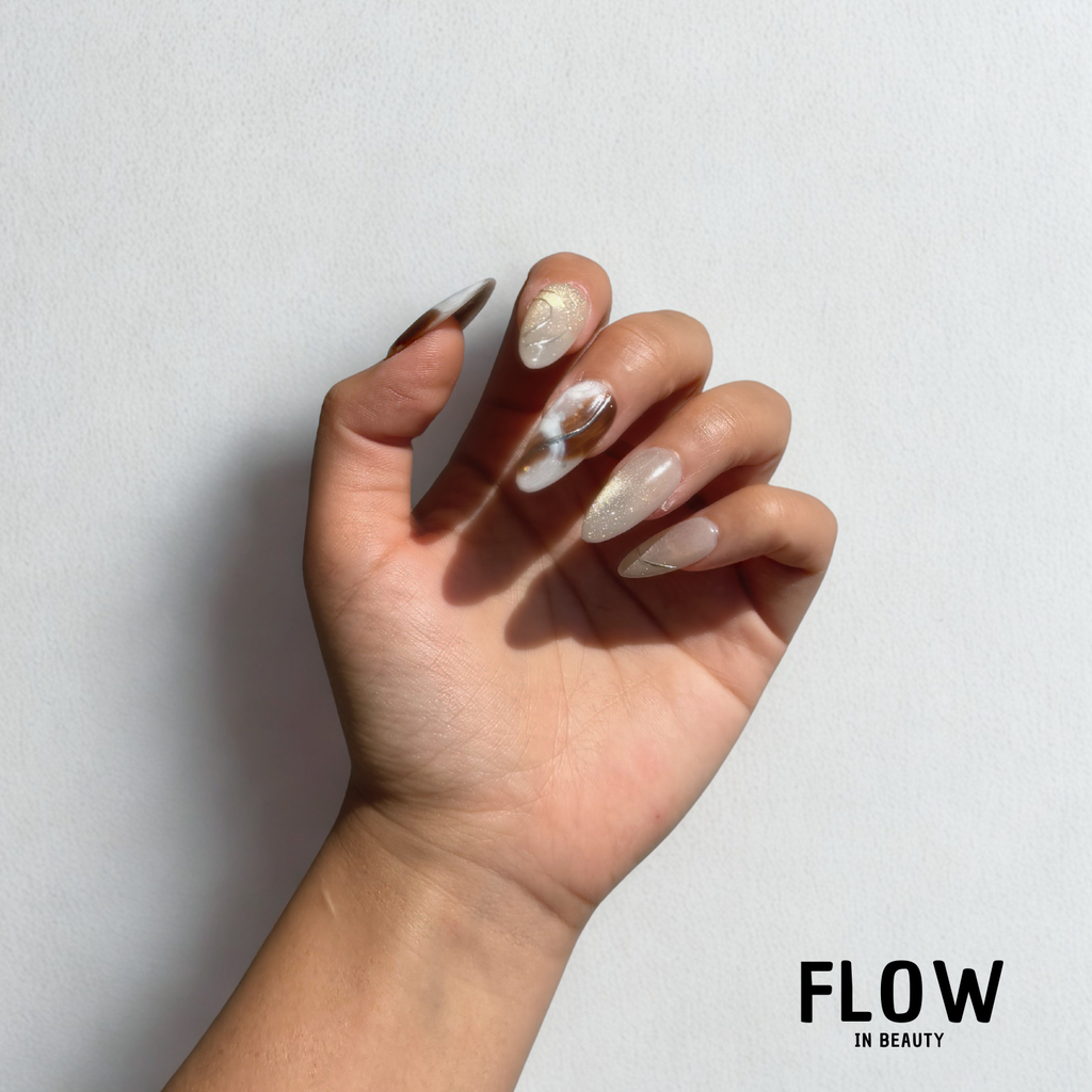 Unhas Press-On Caramel Marble Glow