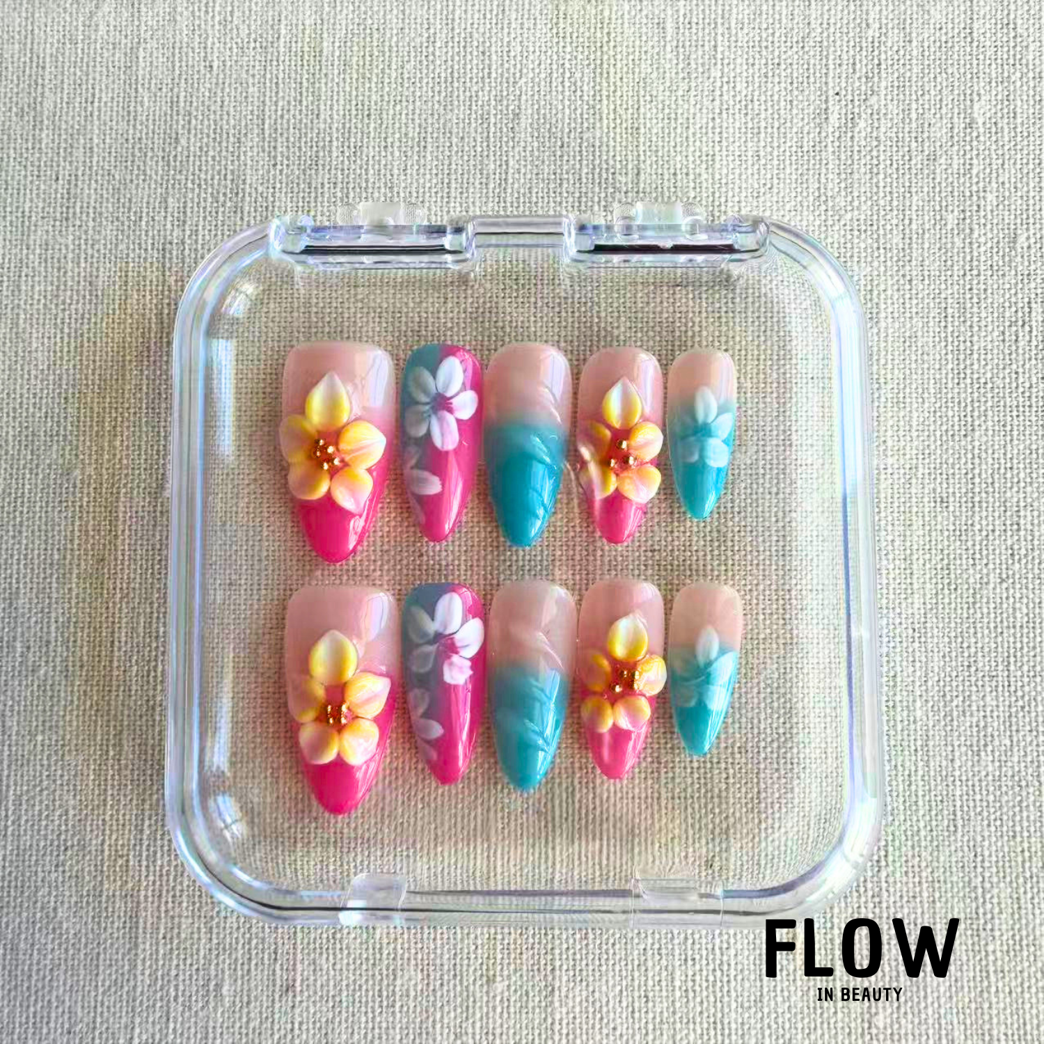Unhas Press-On Pastel Bloom Garden