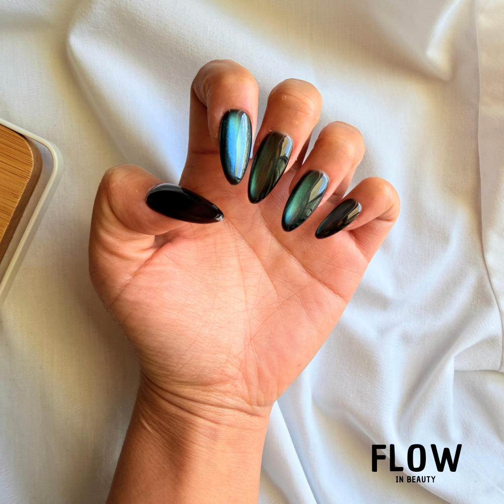 Unhas Press-On Magnetic Dark Ocean Cat Eye