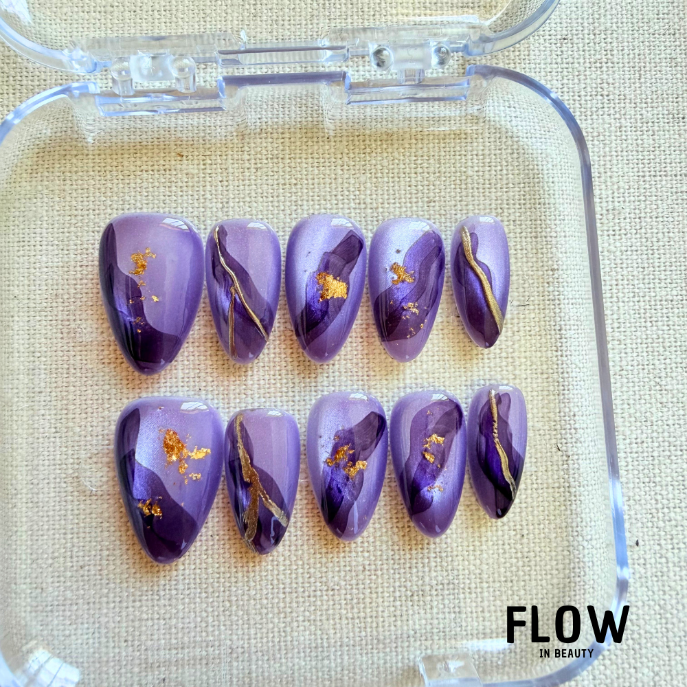 Unhas Press-On Purple Marble Luxe