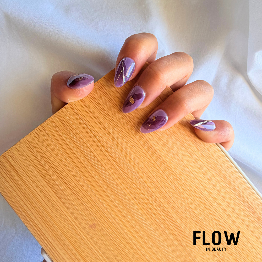 Unhas Press-On Purple Marble Luxe