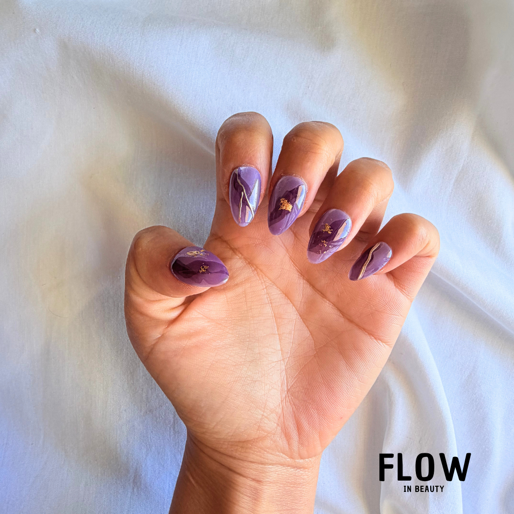Unhas Press-On Purple Marble Luxe