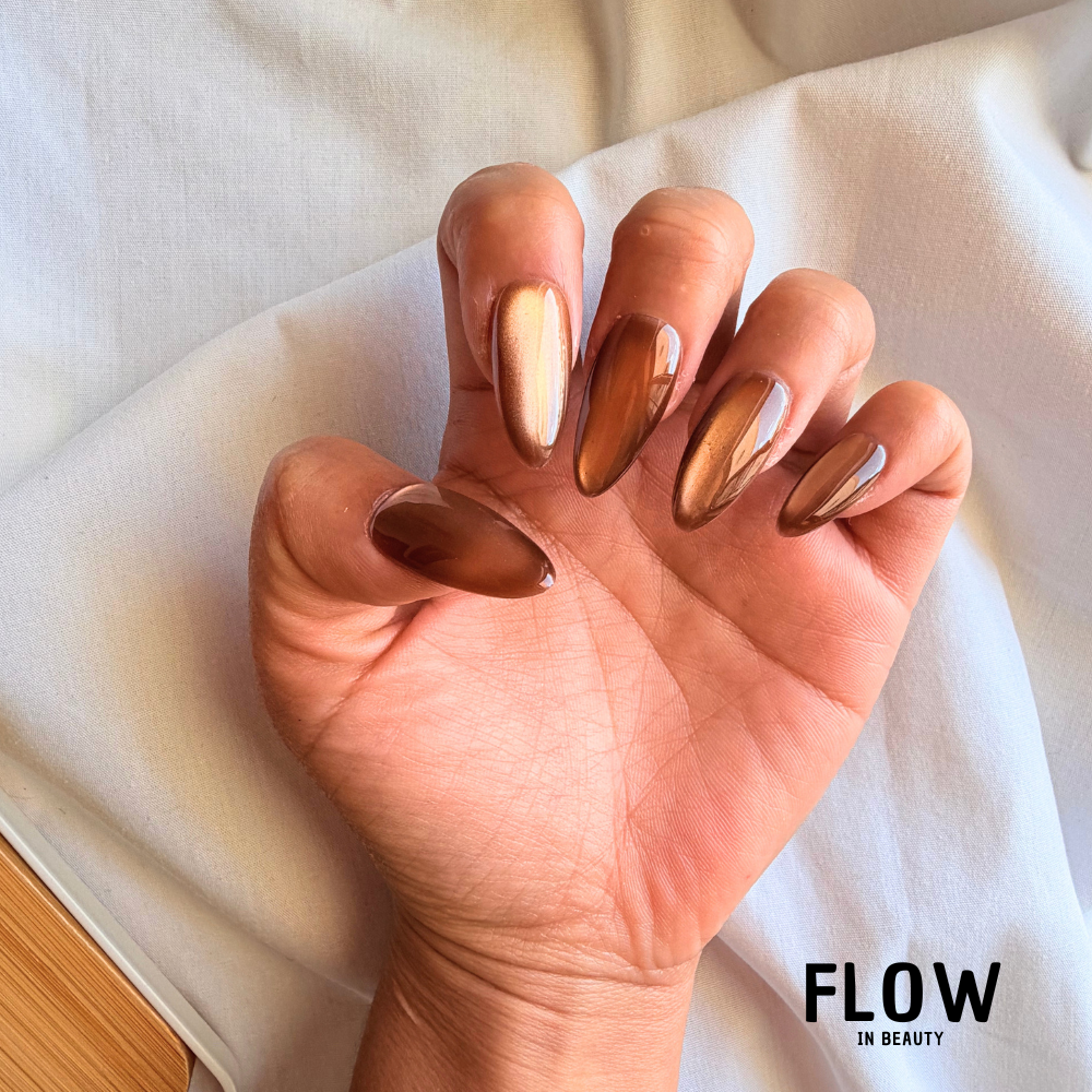 Unhas Press-On Magnetic Gold Cat Eye