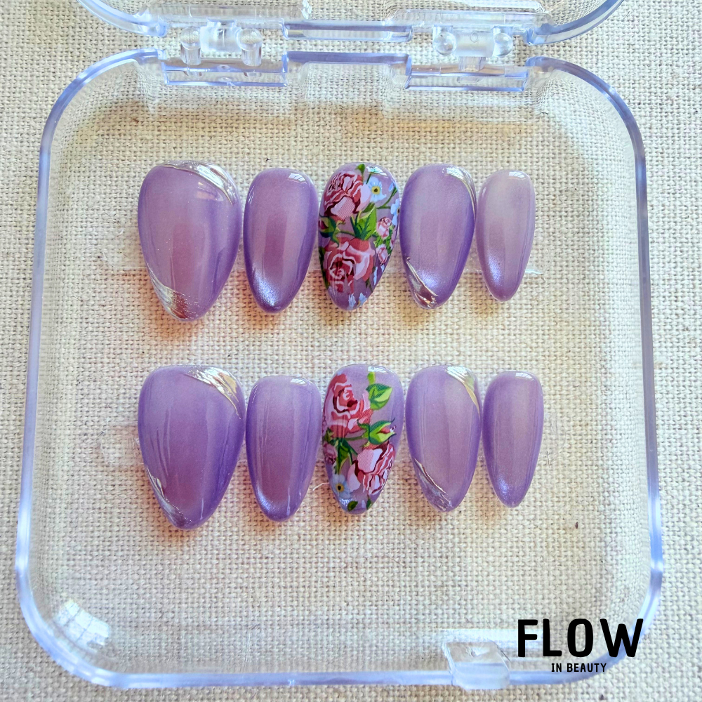 Unhas Press-On Lilac Garden Shine