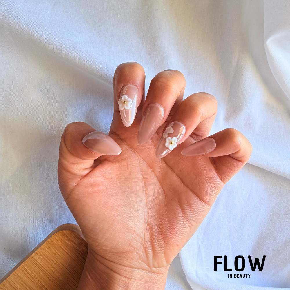 Unhas Press-On Nude Pearl Blossom