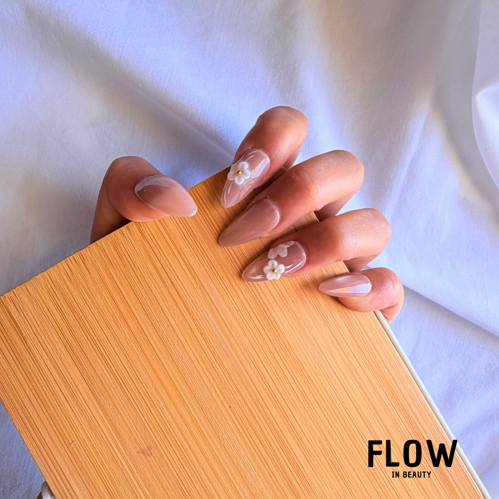 Unhas Press-On Nude Pearl Blossom