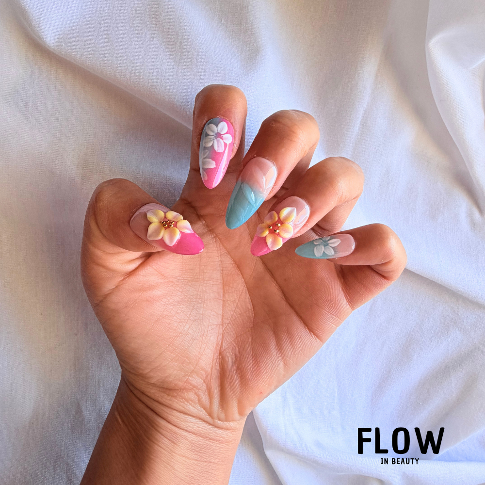 Unhas Press-On Pastel Bloom Garden