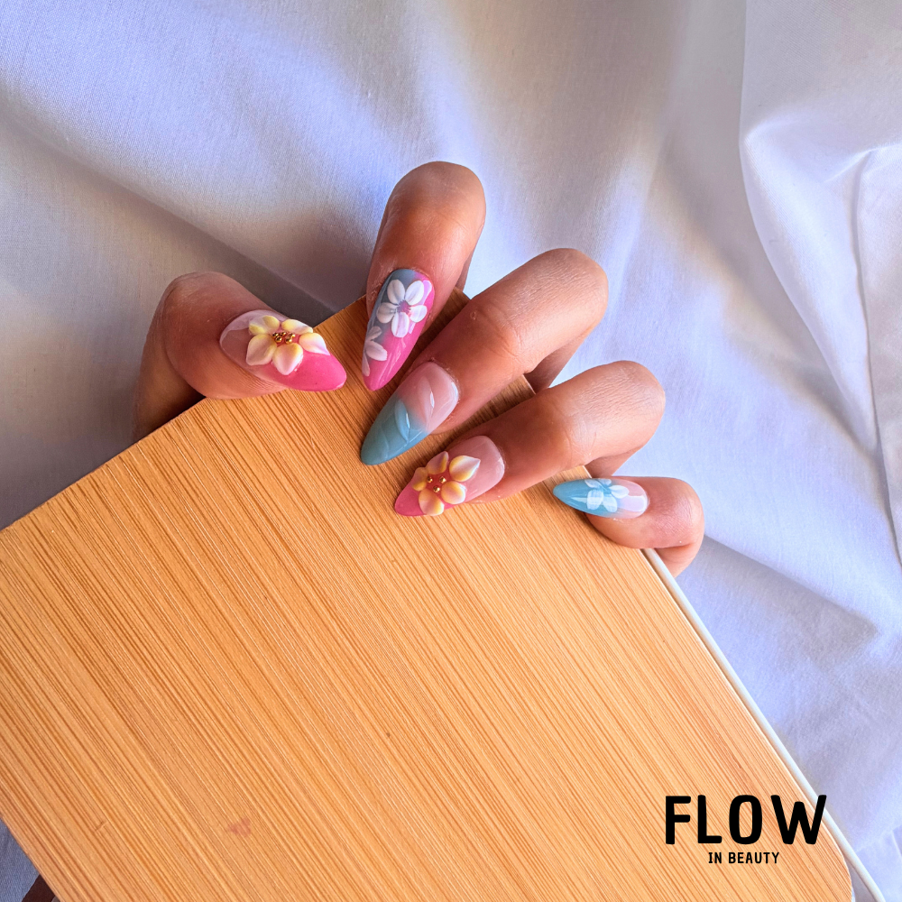 Unhas Press-On Pastel Bloom Garden